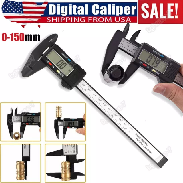 Digital Caliper 6" 150mm Micrometer LCD Gauge Vernier Electronic Measuring Ruler