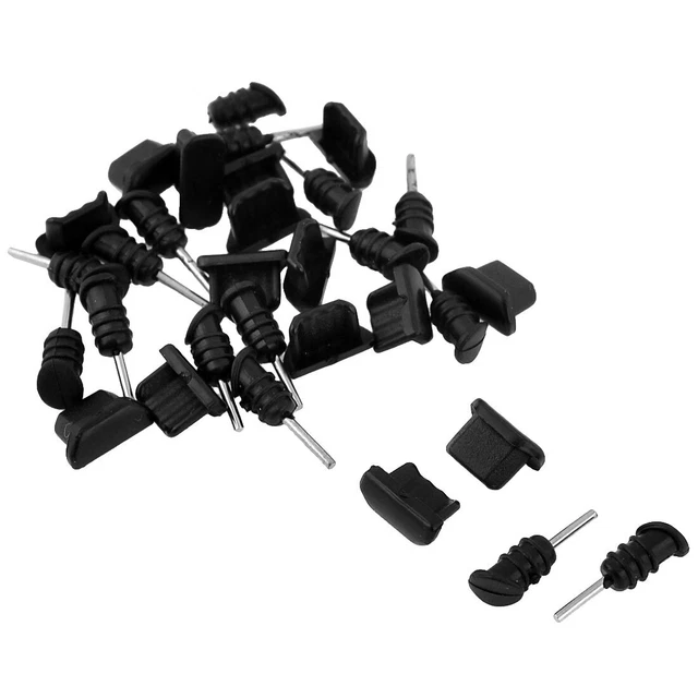 Lot de 15 noir Anti-poussière Dock Coque en plastique souple pour Micro Port USB