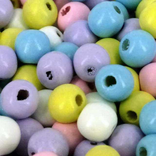 Wooden Pastel Mixed Beads, Jewellery Craft bead 10mm  Packs of 100, 500 or 1000