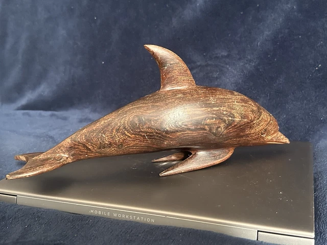 Vintage 1950 Polynesian Dolphin, beautifully carved with very heavy solid wood.