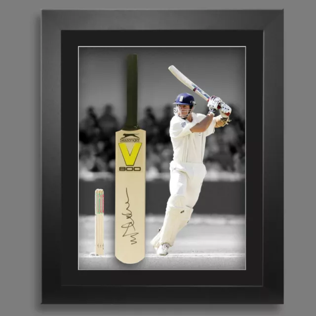 Michael Vaughan Signed Mini Cricket Bat In A  Frame Presentation : A