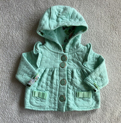 Giacca trapuntata Ted Baker bambina verde nuova di zecca cappotto rivestimento floreale neonato