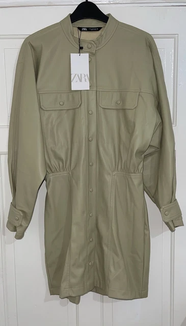 chinese dress ladies ZARA. Long faux leather shirt dress. XS (S) – Hibuy market main image 1