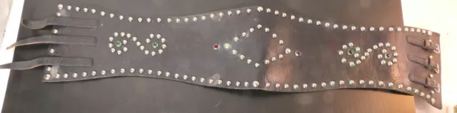 Antique Motorcycle Black Leather Jeweled Metal Rivet Studded Kidney Belt