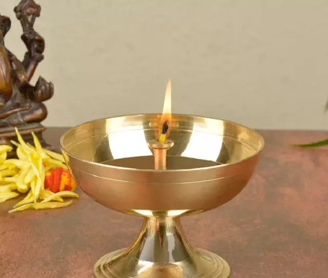 Beautiful Akhand Jyoti Diya Deepak Jot Oil Brass Lamp for diwali , ganesh Pooja