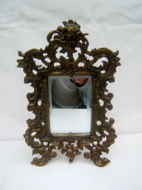 Grand miroir à poser en bronze Doré/Marron/Orange/Rose