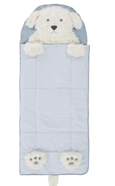 Pottery Barn Kids - Shaggy Puppy Sleeping Bag - Monogramed ETHAN - Blue Checked