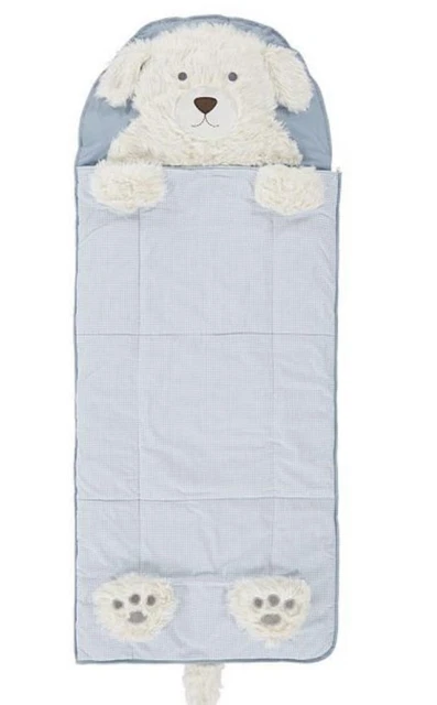 Pottery Barn Kids - Shaggy Puppy Sleeping Bag - Monogramed ETHAN - Blue Checked