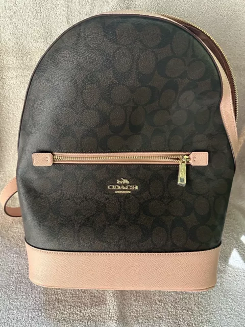 COACH C5679 KENLEY Backpack Signature Canvas and Leather Pink/Tan Gold ...