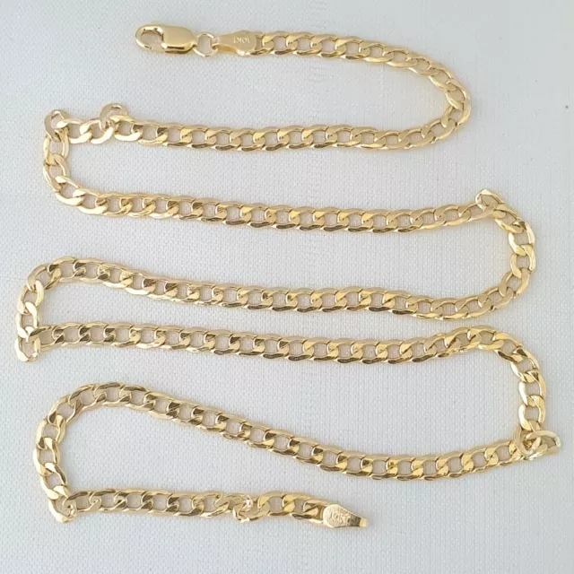 HOLLOW 10K Yellow Gold Men's Women 3.5mm Cuban Curb Link Chain Necklace, 16"-30"