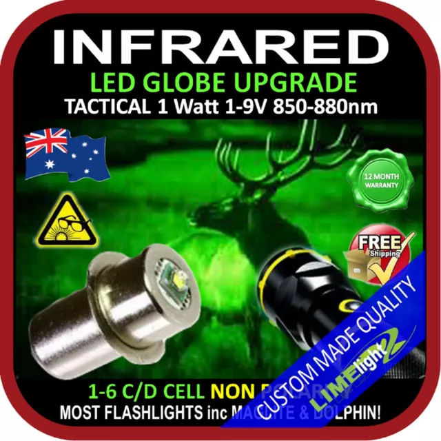 Maglite Led Upgrade Infrared 2-6 Cd 1-9V  Bulb Globe Dolphin Flashlight Torch Au