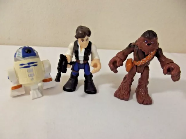 Lot of 3 Hasbro Star Wars Imaginext Mini Figures - Han Solo, Chewbacca & R2D2