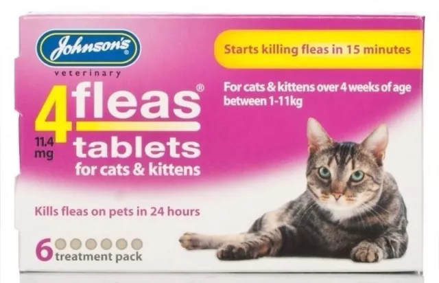Johnsons 4Flea Cat Kitten Tablets 3Pk 6Pk Bulk Buy - Killer Fleas Treatment Tabs