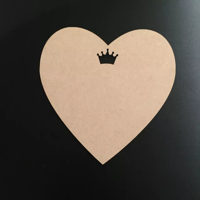 Wooden MDF Heart Shape with Crown