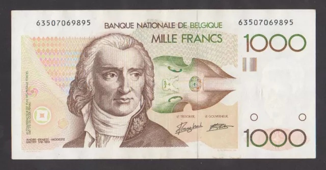BELGIUM   1000 Francs ND1980/96   XF/AU   A Gretry  P144a  Scarce signatures