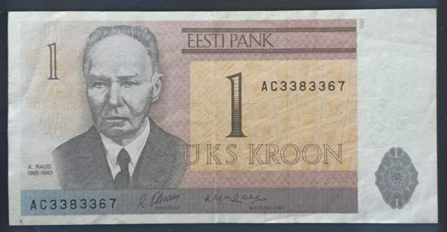 BY35- Estonia 1992 1 Kroon Note P-69a a-UNC Prefix: AC