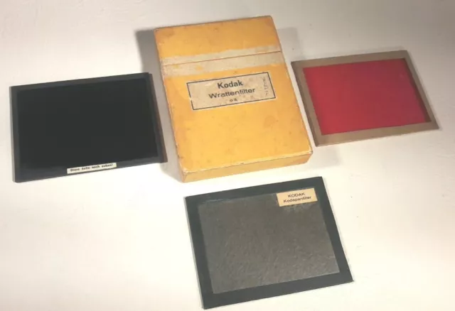 Antike Kodak Wrattenfilter 3 Stück 9 cm x 12cm in OVP aus den 30-er Jahren/102