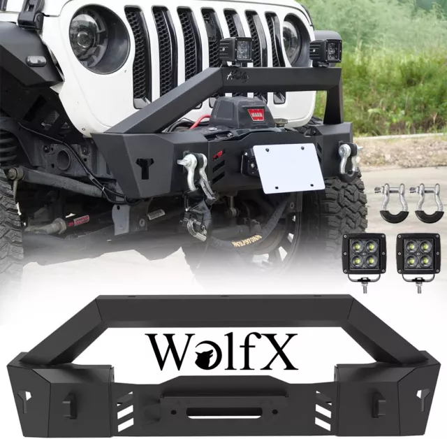 Front Bumper W/LED Lights For 07-18 Jeep Wrangler JK 18-23 JL 19-23 Gladiator JT