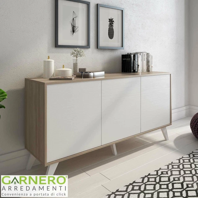 CREDENZA MODERNA SOGGIORNO alta 3 ante salotto DIVINE mobile rovere
