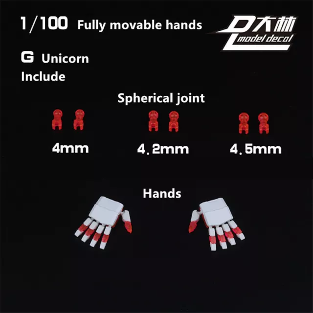 for MG 1/100 Unicorn Unassembled Model White Clear Red Action Hand Palm G +Joint