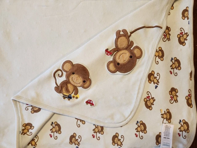 2012 Gymboree Monkey Blue Baby Blanket Red Cars Blue Trucks Brand New Baby Line