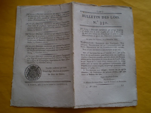 NAPOLÉON DÉPÔT DE mendicité à Montbéliard. Vérification draps pour le