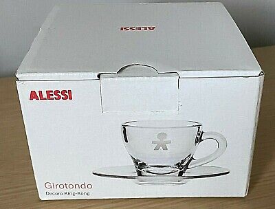 RARE New & Unused in Box  Very High Quality ALESSI Girotondo Glass Cup & Saucer 