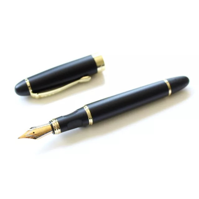 Medium Nib Matte Black Fountain Pen Jinhao X450 + Ink Converter for Bottled Ink