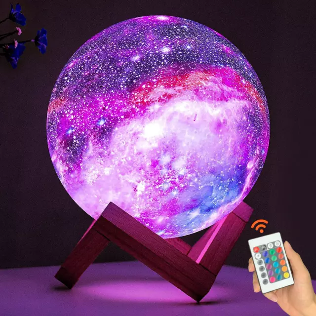 Moon Lamp Kids Night Light Galaxy Lamp 16 Colors LED 3D Star Moon Light Change