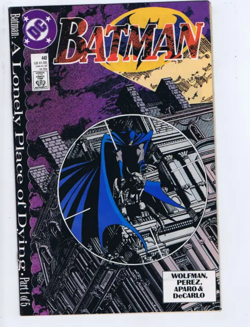 Batman #440 DC Pub 1989 A Lonely Place of Dying ! Part 1 of 5