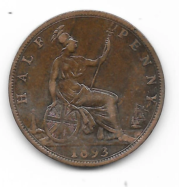 ANGLETERRE -ROYAUME -UNIS . HALF PENNY - 1893 VICTORIA - tête jeune-