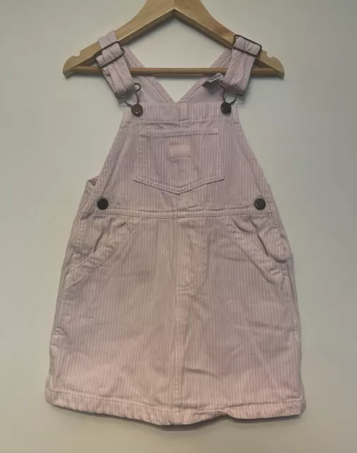 Vintage OshKosh Bgosh Girls Pink Denim Pinafore Dungaree Dress Size 4 Years