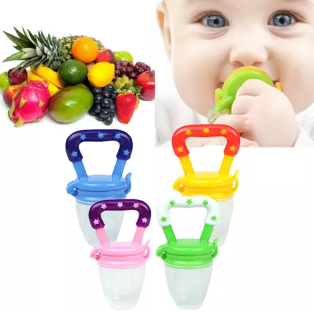 Kids Baby Vegetable Fruit Supplement Feeder Teething Toy Ring Chewable Soother /