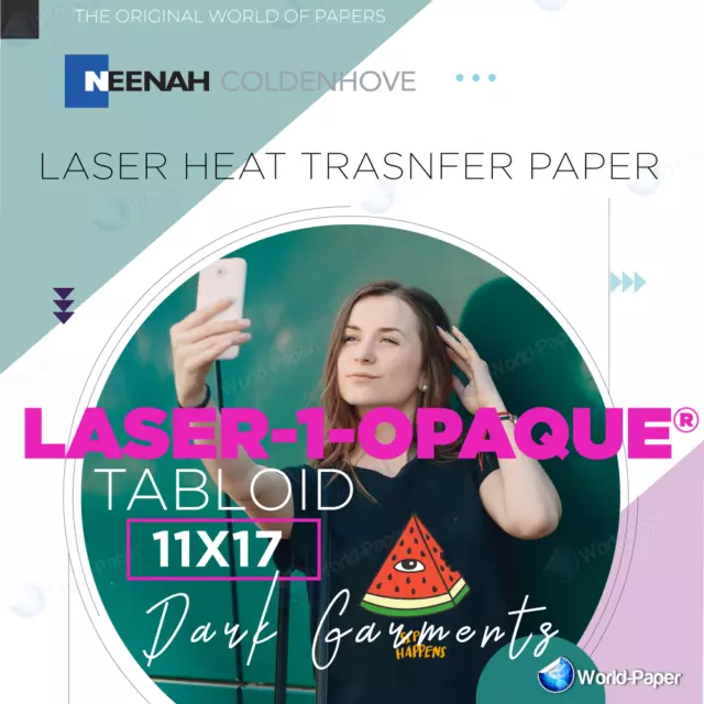 Laser 1 Opaque Dark Shirt Heat Transfer Paper 11" x 17" 100 Sheets