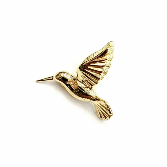 New 14k yellow Gold solid 3D Hummingbird Pendant charm gift fine jewelry 1.8g