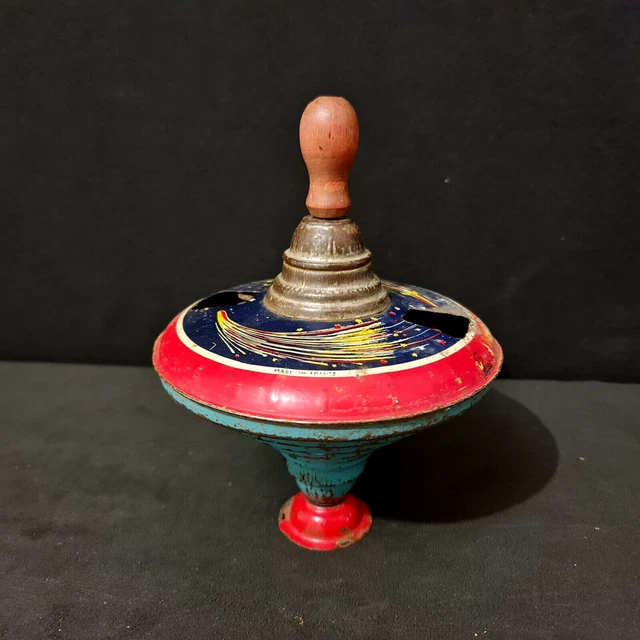 jouet ancien toupie tole mont blanc galaxie diamètre 14cm