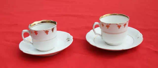 2 tasses époque empire blanches et dorée anciennes