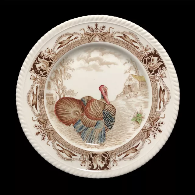Vintage Johnson Bros Arts & Crafts Barnyard King Turkey Bird Dinner Plate NM/M