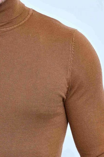 Maglione uomo invernale collo alto dolcevita maglioncino slim fit vintage da XL 3