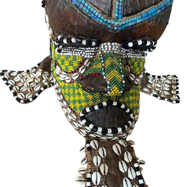 Kuba Mask Bwoom Helmet Royal Congo African Beaded Art 3
