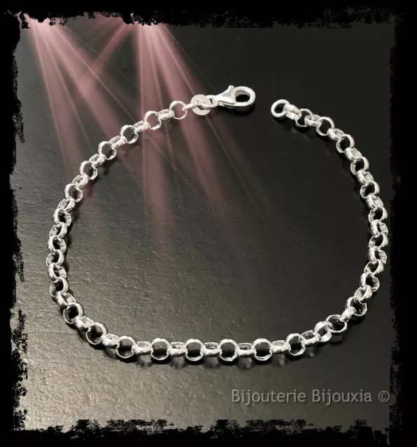 Bracelet Maille Jaseron En Argent Massif 925/000 Bijoux Femme Neuf