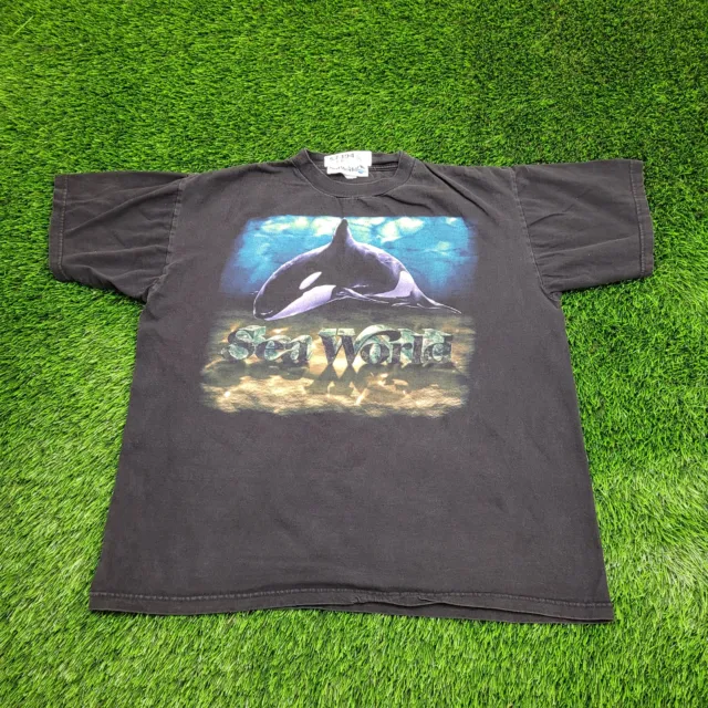 Vintage Sea-World Orca Whale Art Shirt XL-Short 24x27 Faded Aquatic Wildlife USA