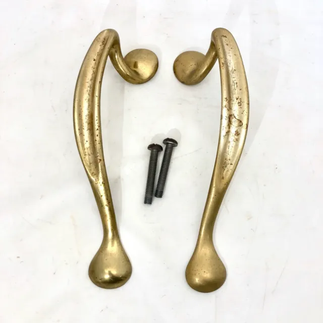 Antique Pair Brass Art Nouveau Door Pulls