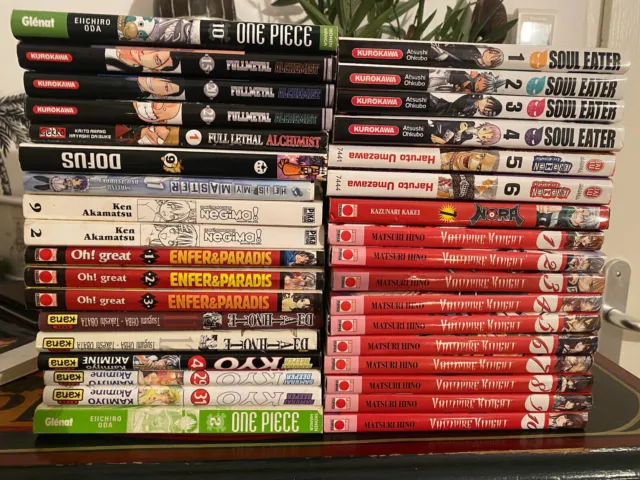 lot de 35 mangas - One Piece, FullMetal Alchemist, KYO, Vampire Knight, Bremen..