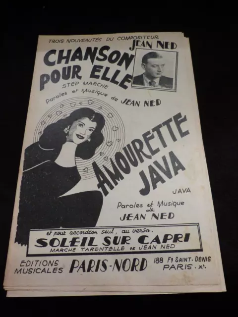 "Partition Chanson pour elle Jean Ned Amourette Java Sheet Music"