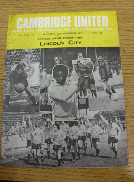 12/11/1977 Cambridge United v Lincoln City  (Creased, Marked)