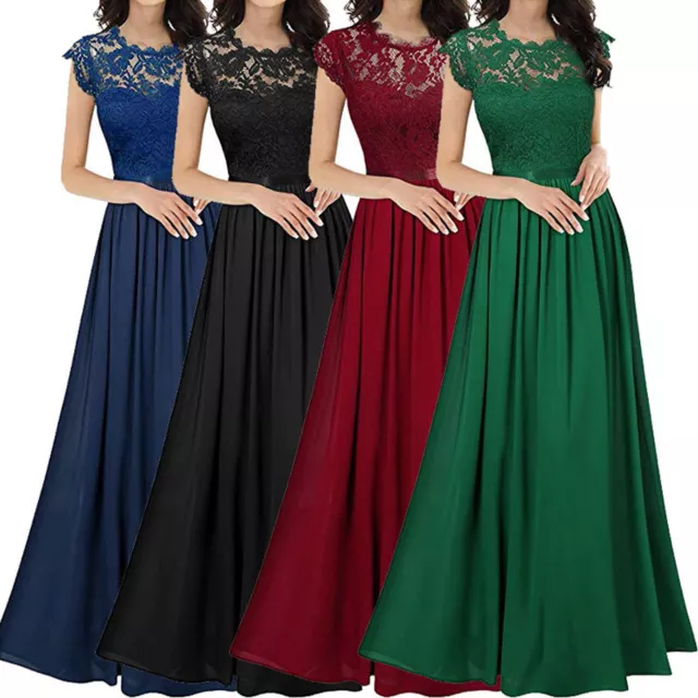 Womens Long Maxi Formal Dress Wedding Bridesmaid Evening Party Prom Ball Gowns