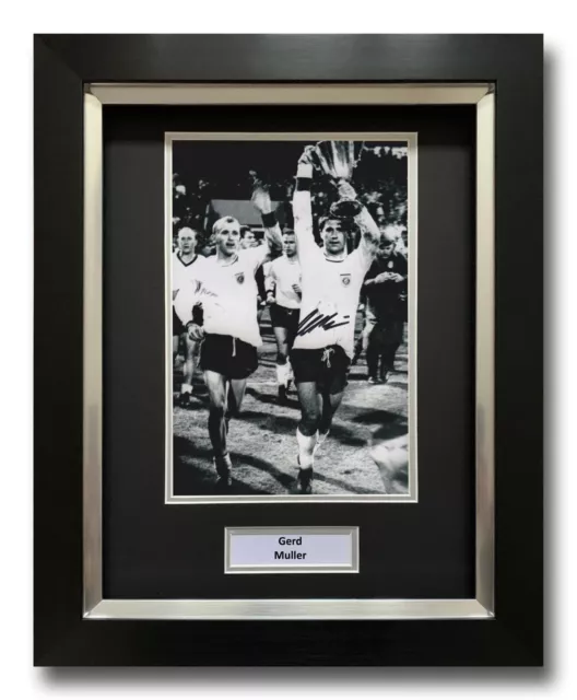 Gerd Muller Hand Signed Framed Photo Display Germany Football Autograph
