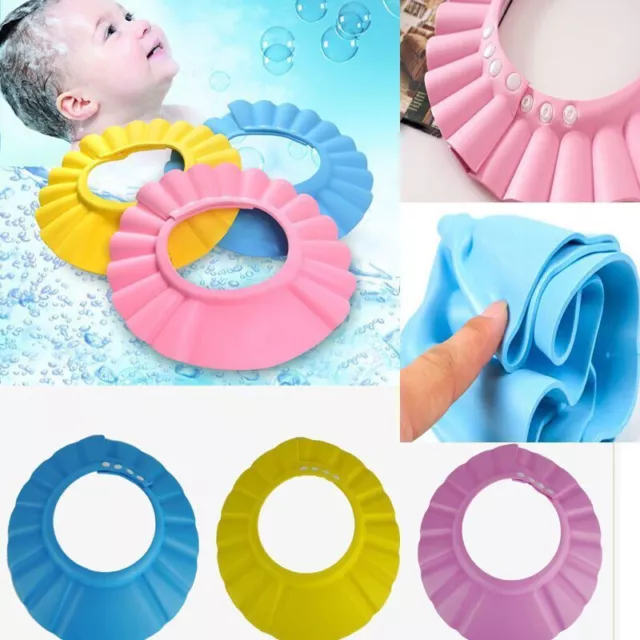 Baby Kinder Duschkappe Augenschutz Mütze Waschen Haare Badekappe Badehaube Hut, 2