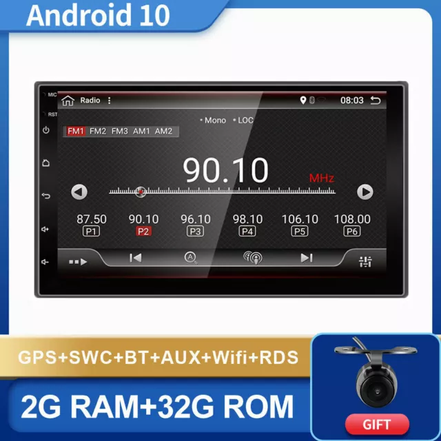 7" Autoradio GPS Navi Android 10.0  Car Stereo Audio Wifi AUX DAB Camera Map RDS